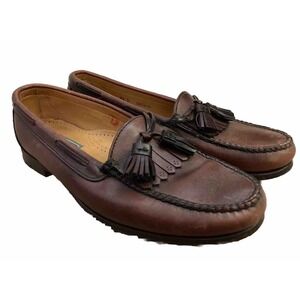 Vtg Ansewn Leather Kiltie Tassel Loafer Dress Shoes Men's 9.5 D Brown USA Made